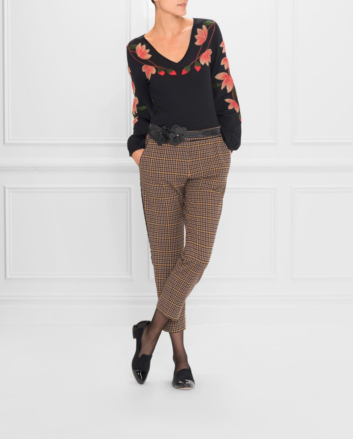 Pull Selena à manches blouson en maille - Black
