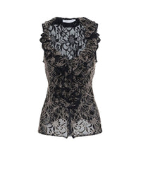Chemise Selmane sans manches en dentelle - Black