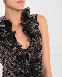 Chemise Selmane sans manches en dentelle - Black