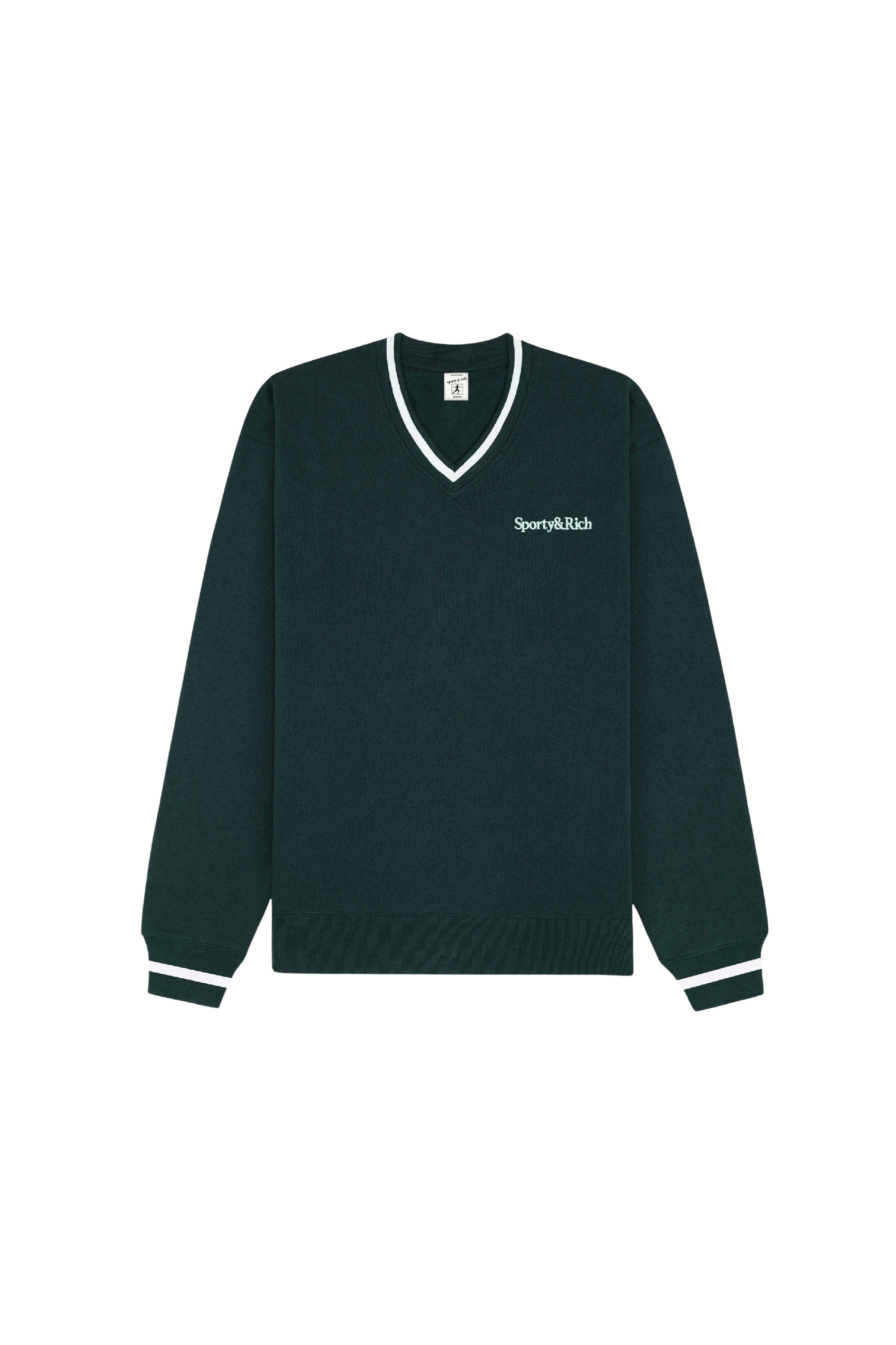 Sweatshirt à col V avec logo - Forest