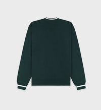 Serif Logo Embroidered V-Neck - Forest & White