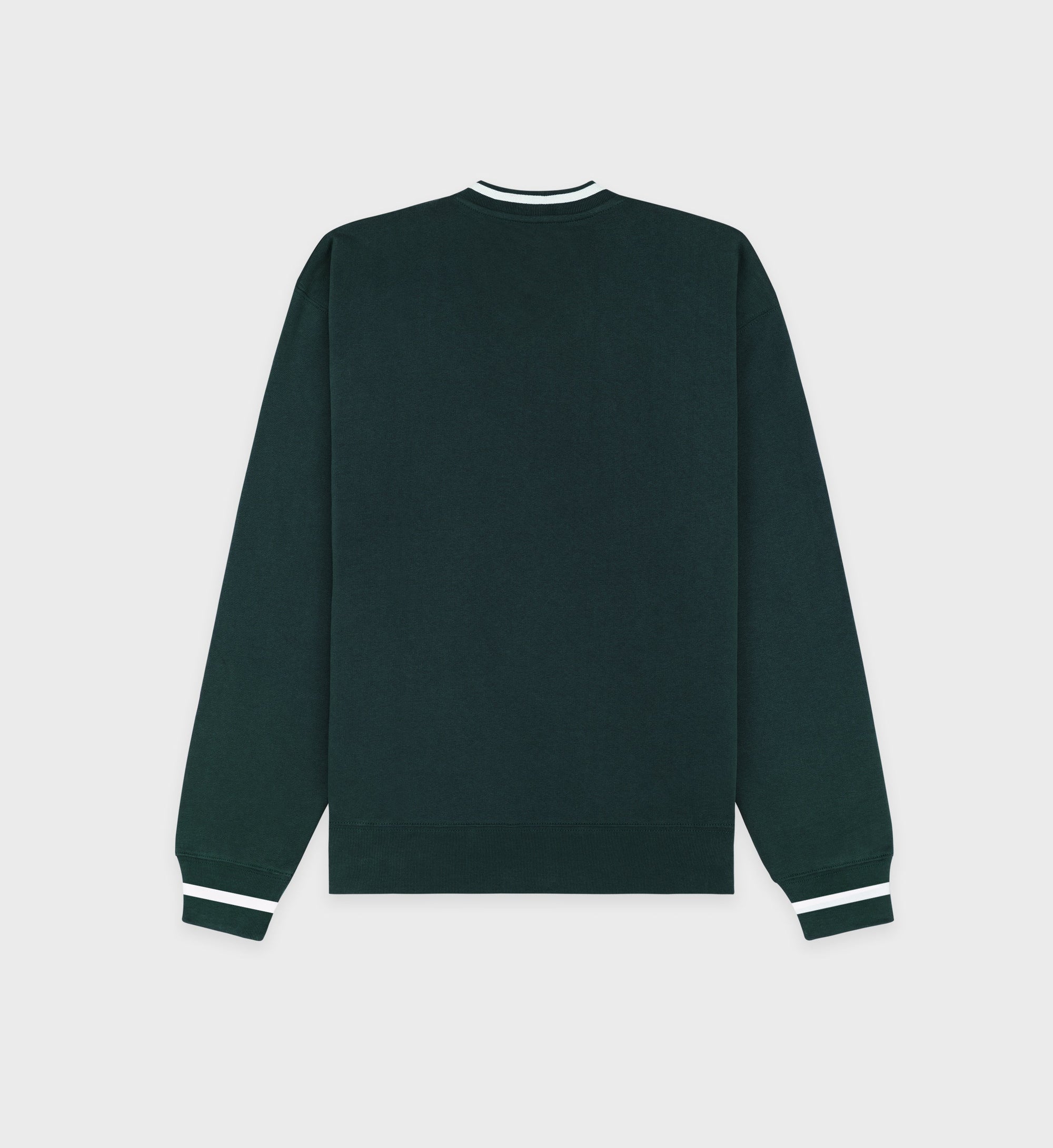 Serif Logo Embroidered V-Neck - Forest & White