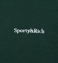 Serif Logo Embroidered V-Neck - Forest & White