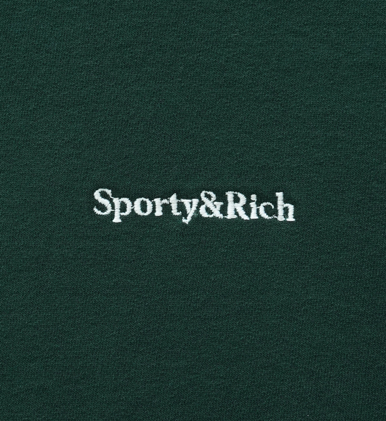 Serif Logo Embroidered V-Neck - Forest & White
