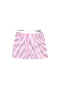 Short boxer Script à rayures - White & Pink Stripe
