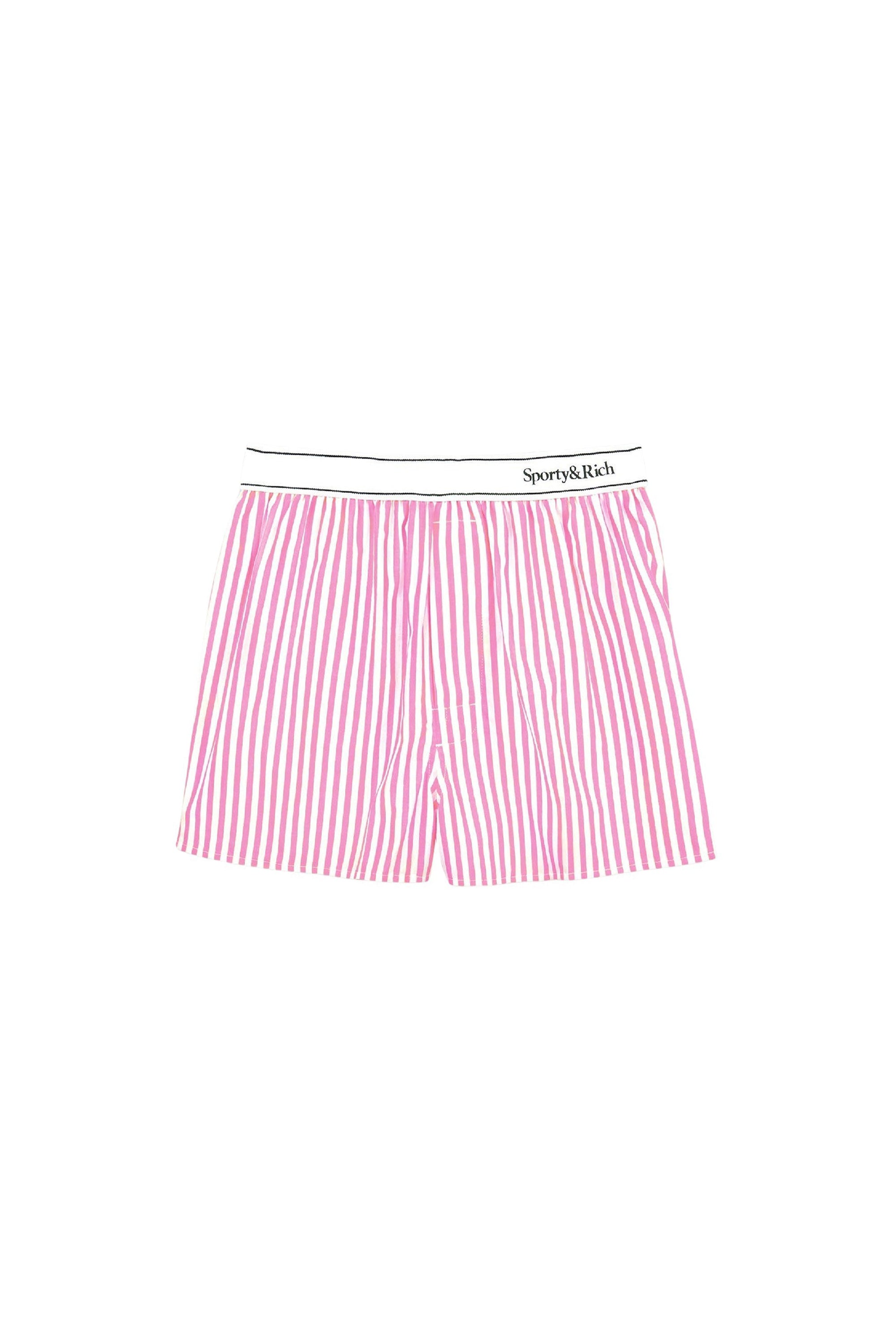 Short boxer Script à rayures - White & Pink Stripe