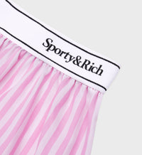 Short boxer Script à rayures - White & Pink Stripe