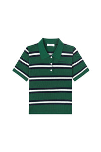 Polo Script rayé en soie - Alpine White & Navy