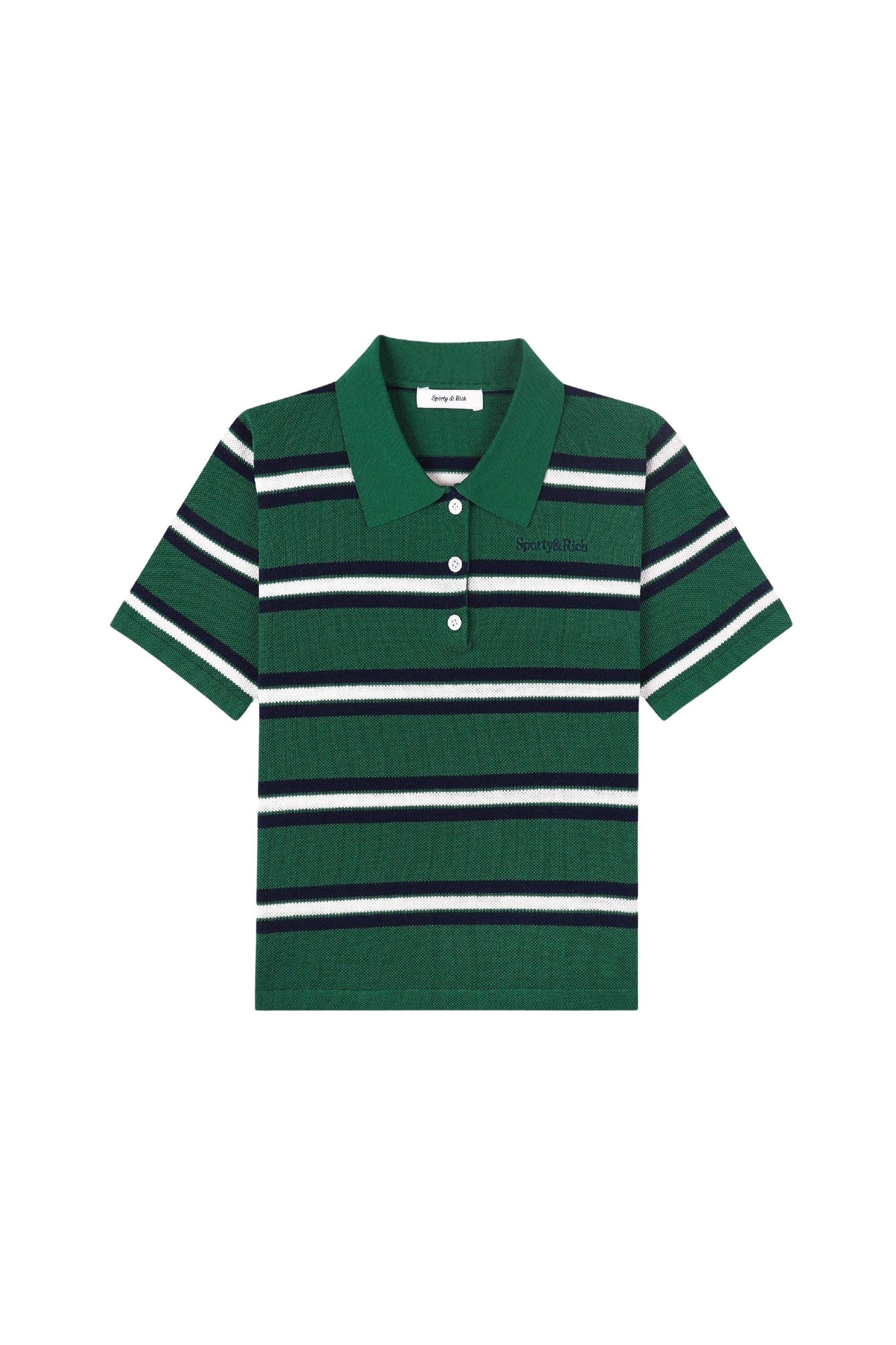 Polo Script rayé en soie - Alpine White & Navy