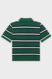 Polo Script rayé en soie - Alpine White & Navy
