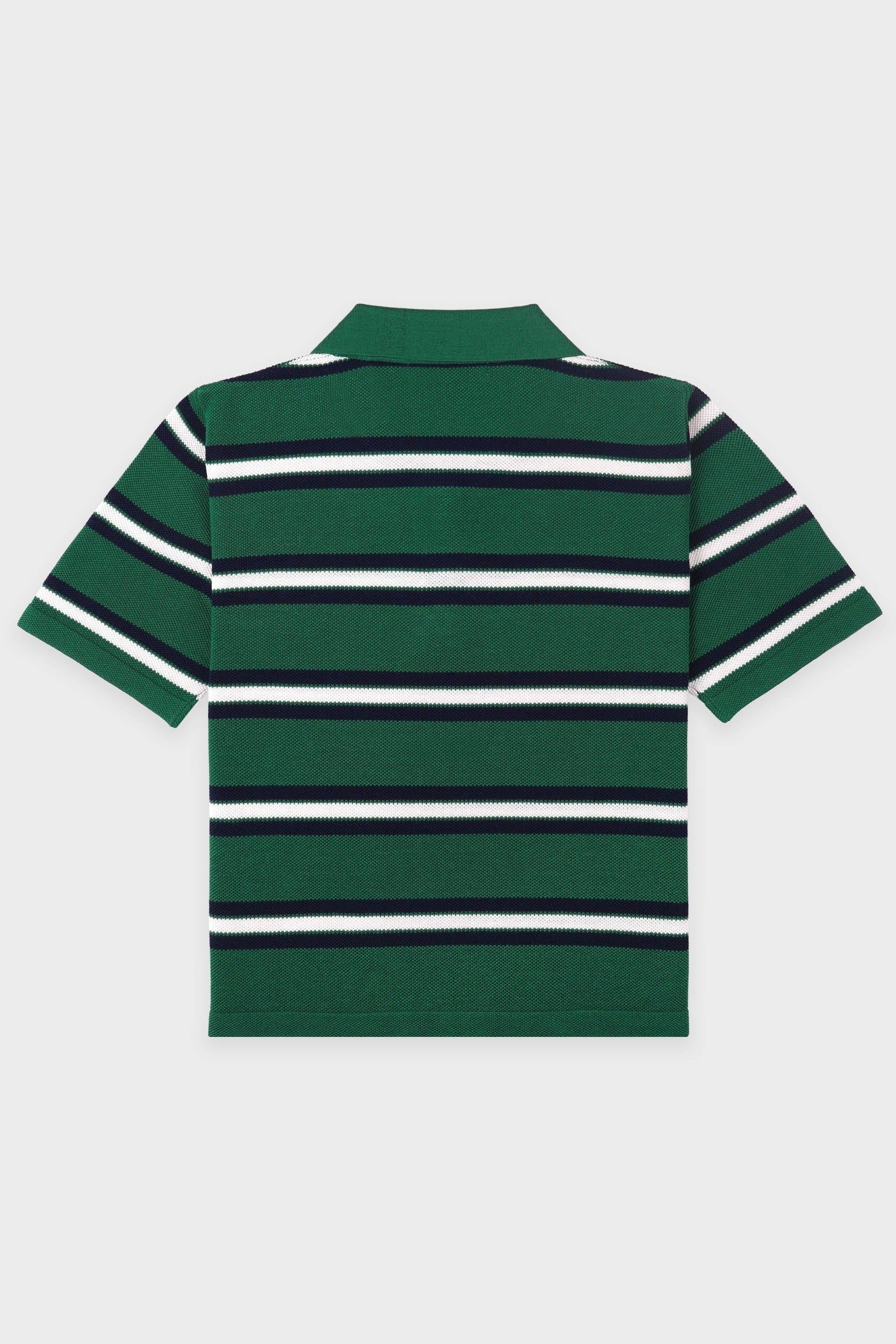 Polo Script rayé en soie - Alpine White & Navy