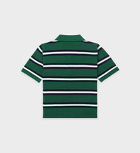 Polo Script rayé en soie - Alpine White & Navy