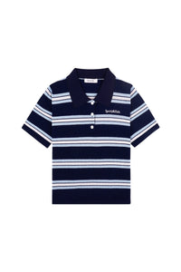 Polo Script rayé en soie - Navy & White & Blue