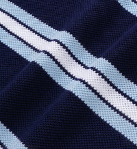 Serif Logo Silk Pique Cropped Polo - Navy & White & Flax Blue