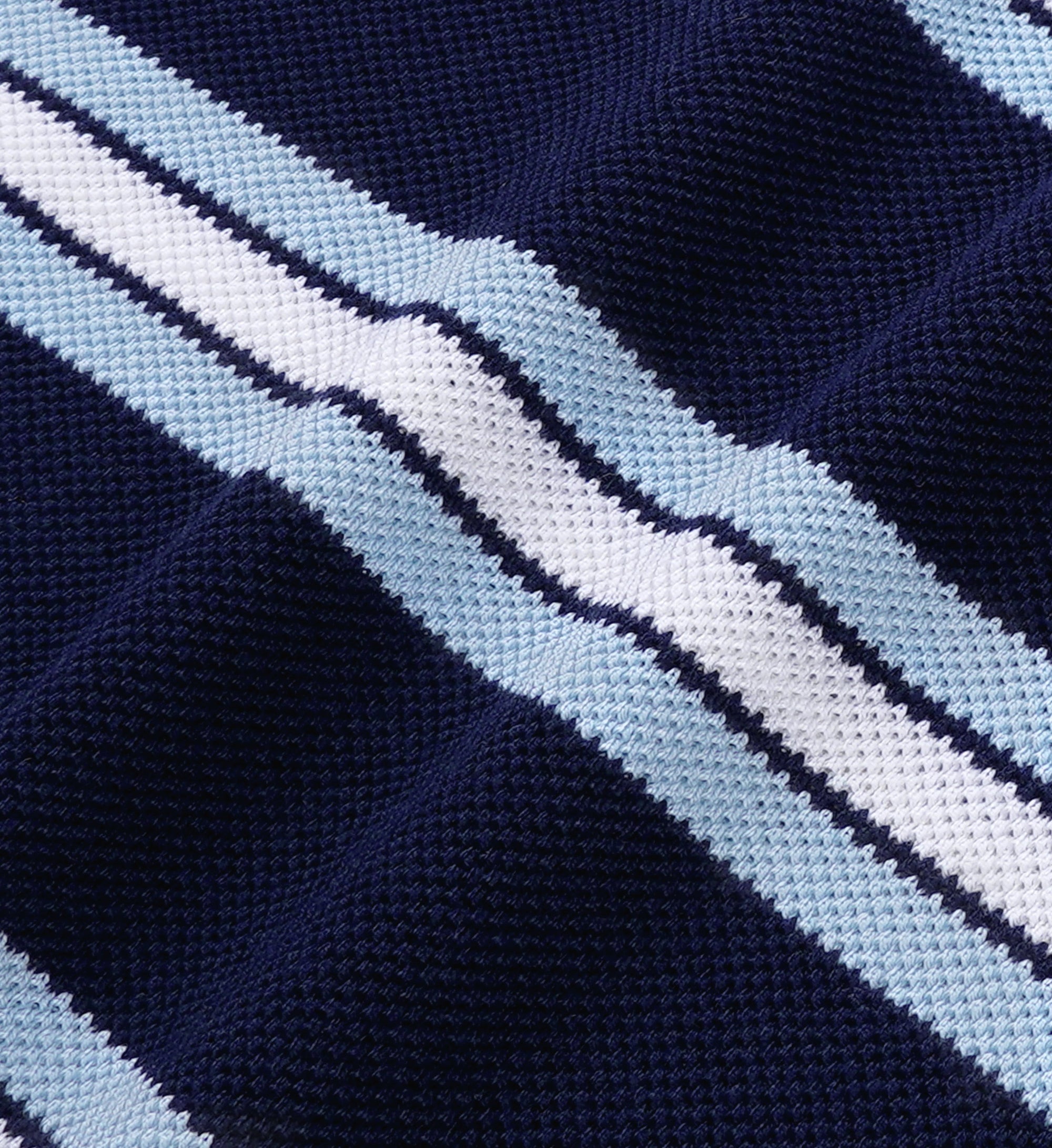 Serif Logo Silk Pique Cropped Polo - Navy & White & Flax Blue