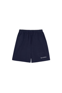 Serif Logo Gym Short - Navy & White