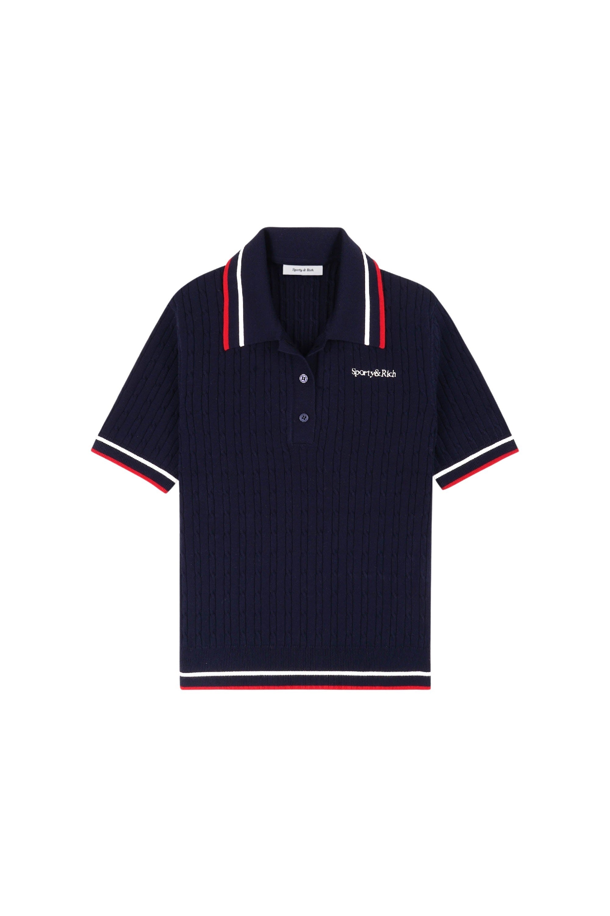 Script polo shirt with logo - Navy & White & Ruby