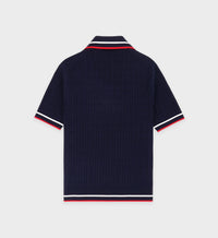 Script polo shirt with logo - Navy & White & Ruby