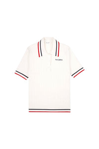 Polo Script avec logo - White & Navy & Ruby