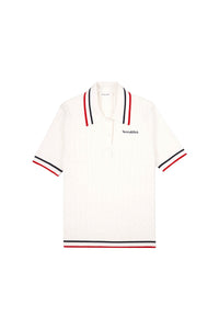 Polo Script avec logo - White & Navy & Ruby