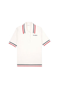 Polo Script avec logo - White & Navy & Ruby