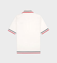Polo Script avec logo - White & Navy & Ruby