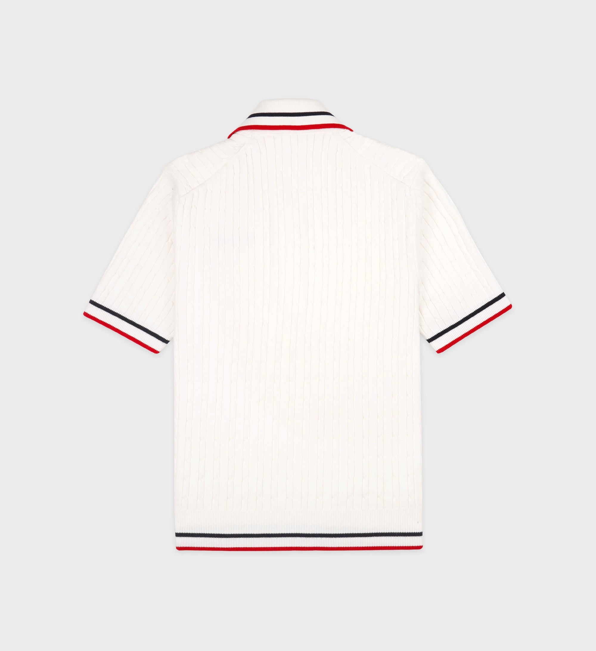 Polo Script avec logo - White & Navy & Ruby