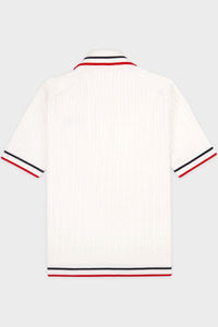 Polo Script avec logo - White & Navy & Ruby