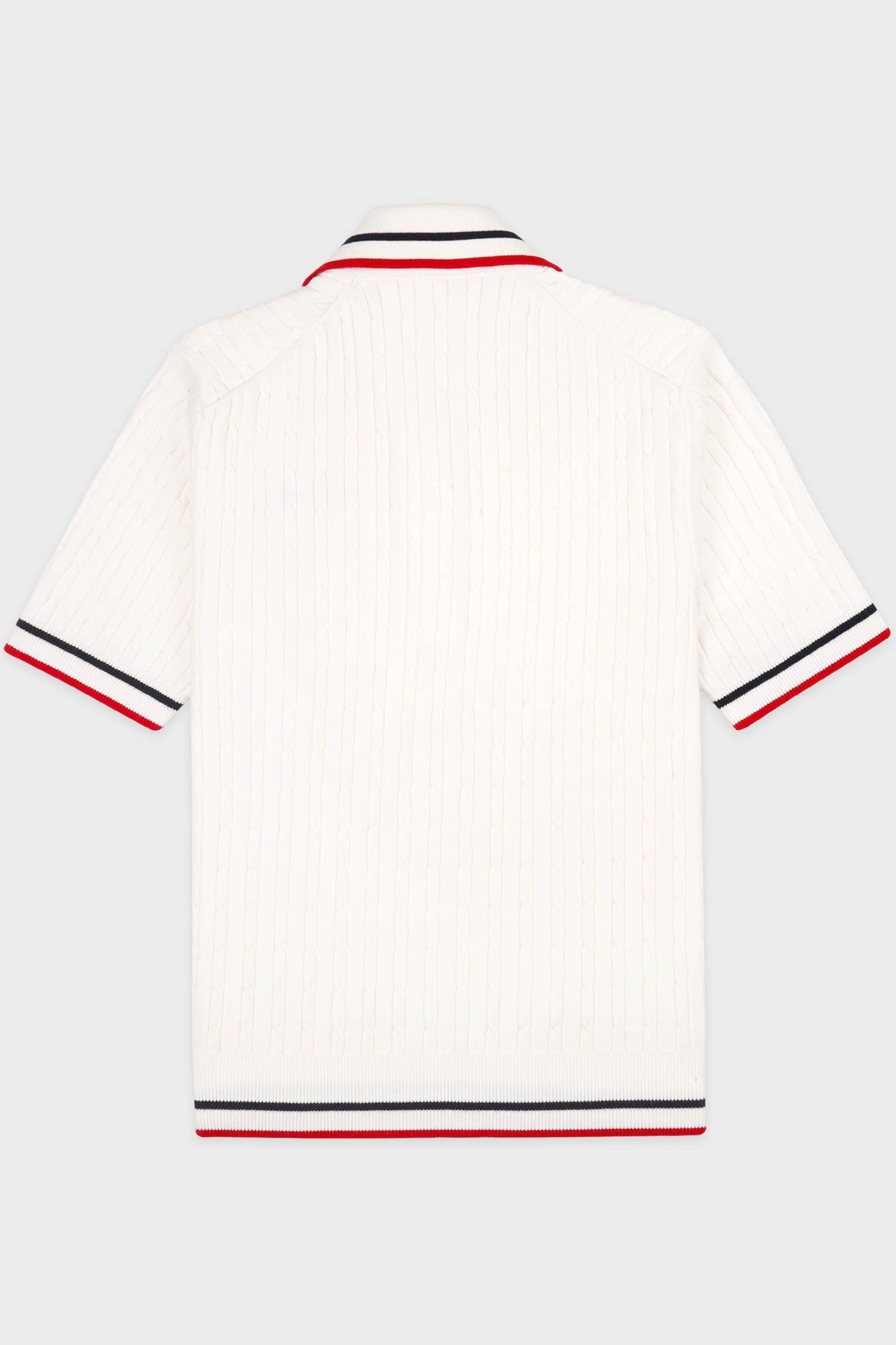 Polo Script avec logo - White & Navy & Ruby