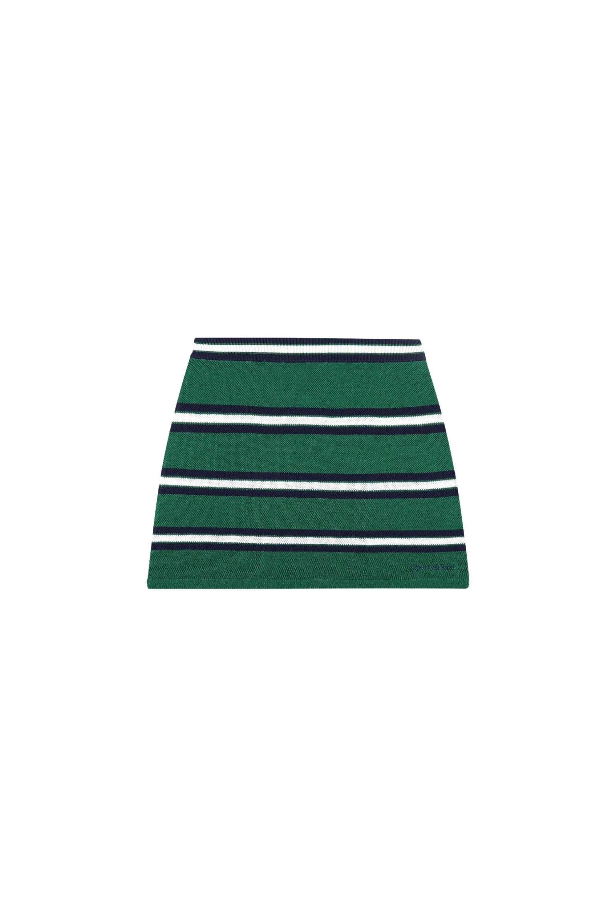Jupe Script rayée en soie - Alpine White & Navy