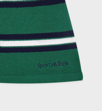 Jupe Script rayée en soie - Alpine White & Navy