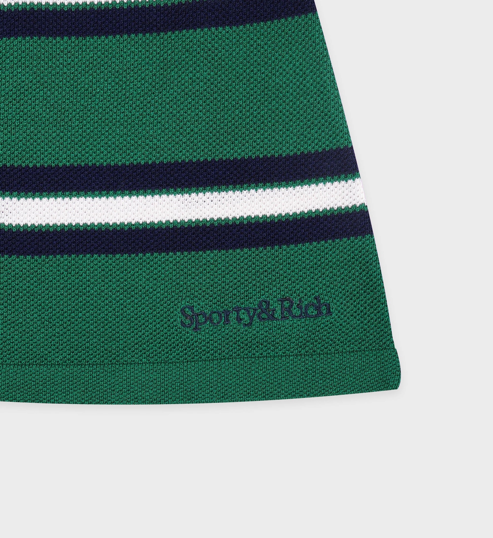 Jupe Script rayée en soie - Alpine White & Navy