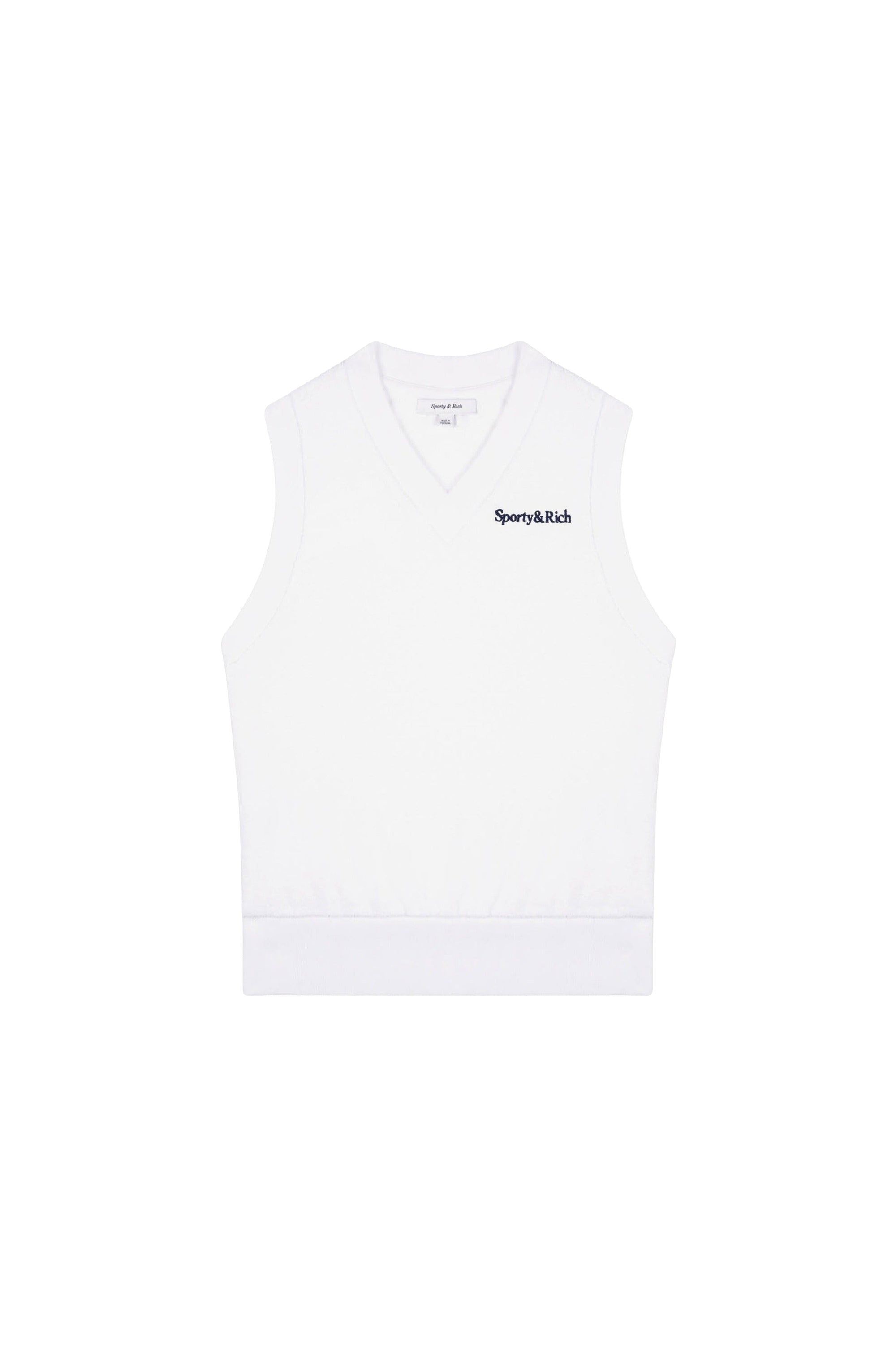 Débardeur à col en V avec logo Serif - Blanc & Bleu Marine