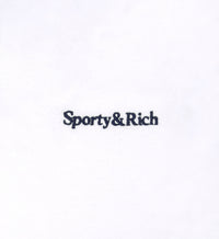 Serif Logo V-Neck Terry Vest - White & Navy