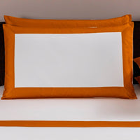 Bold 4-piece cotton duvet cover set - Milk & Dark Orange