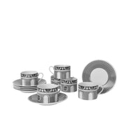 Set of 6 Façade du XVe porcelain tea cups - Black & White