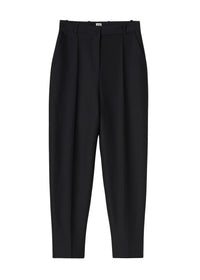 Pantalon à plis cousus en laine - Black