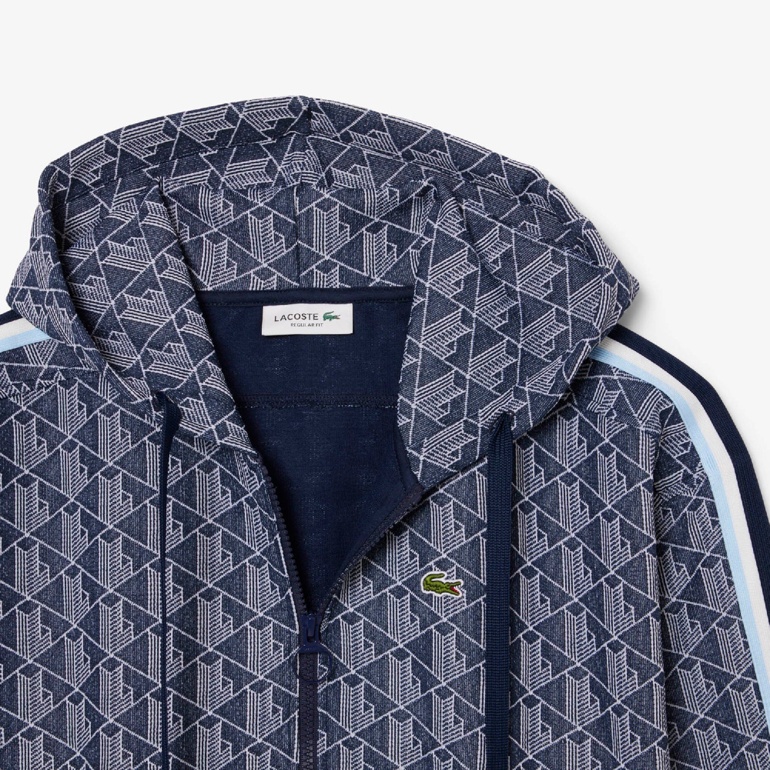 Monogram jacquard hoodie - Navy & White