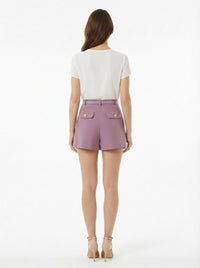 Pleated shorts with belt - Candy Violet