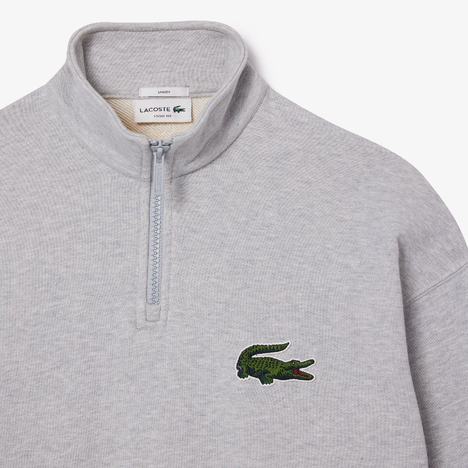 Sweatshirt à col montant large en molleton - Argent Chiné