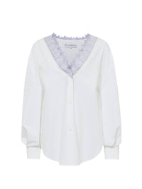 Chemise à col V - White