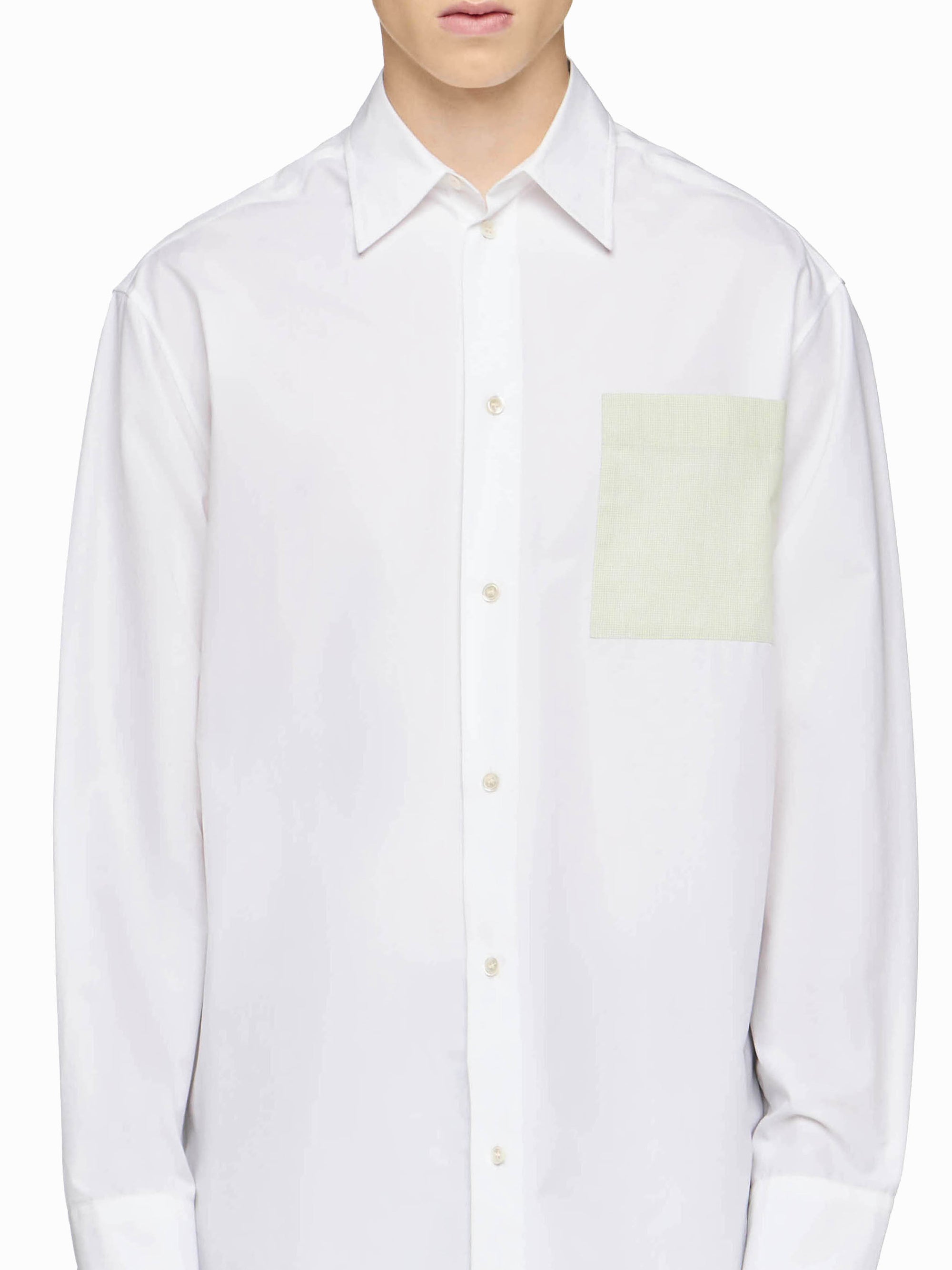 Chemise Avec Poches Appliquées Contrastées - White