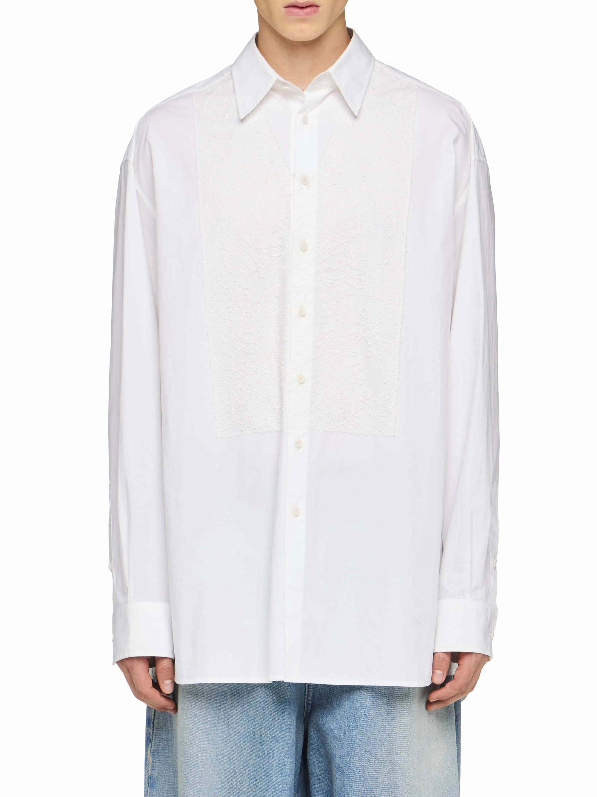 Chemise Avec Appliques En Dentelle - White