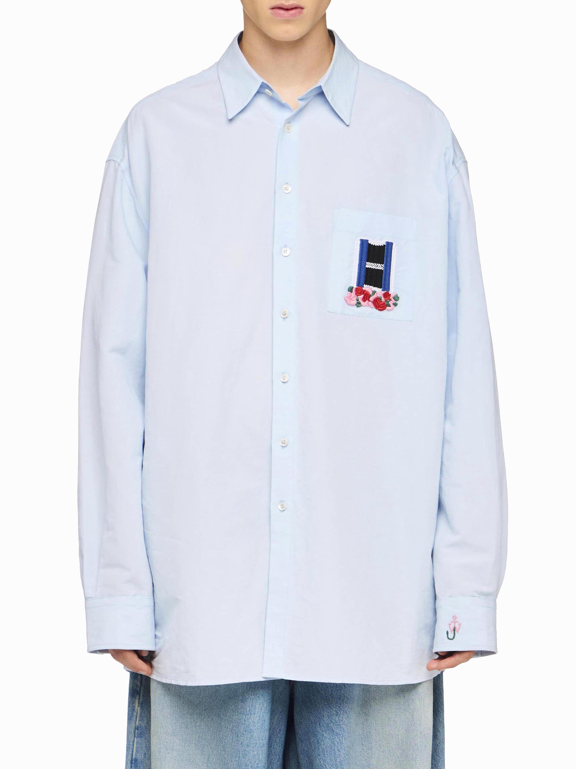 Chemise Avec Broderie En Fenêtre - Light Blue