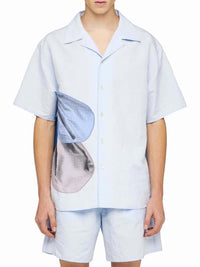 Chemise À Manches Courtes Avec Broderie Ballon - Light Blue