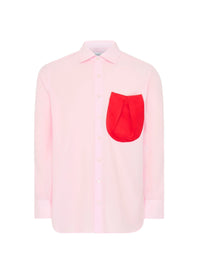 Chemise En Satin Avec Poches Ballon - Pale Pink