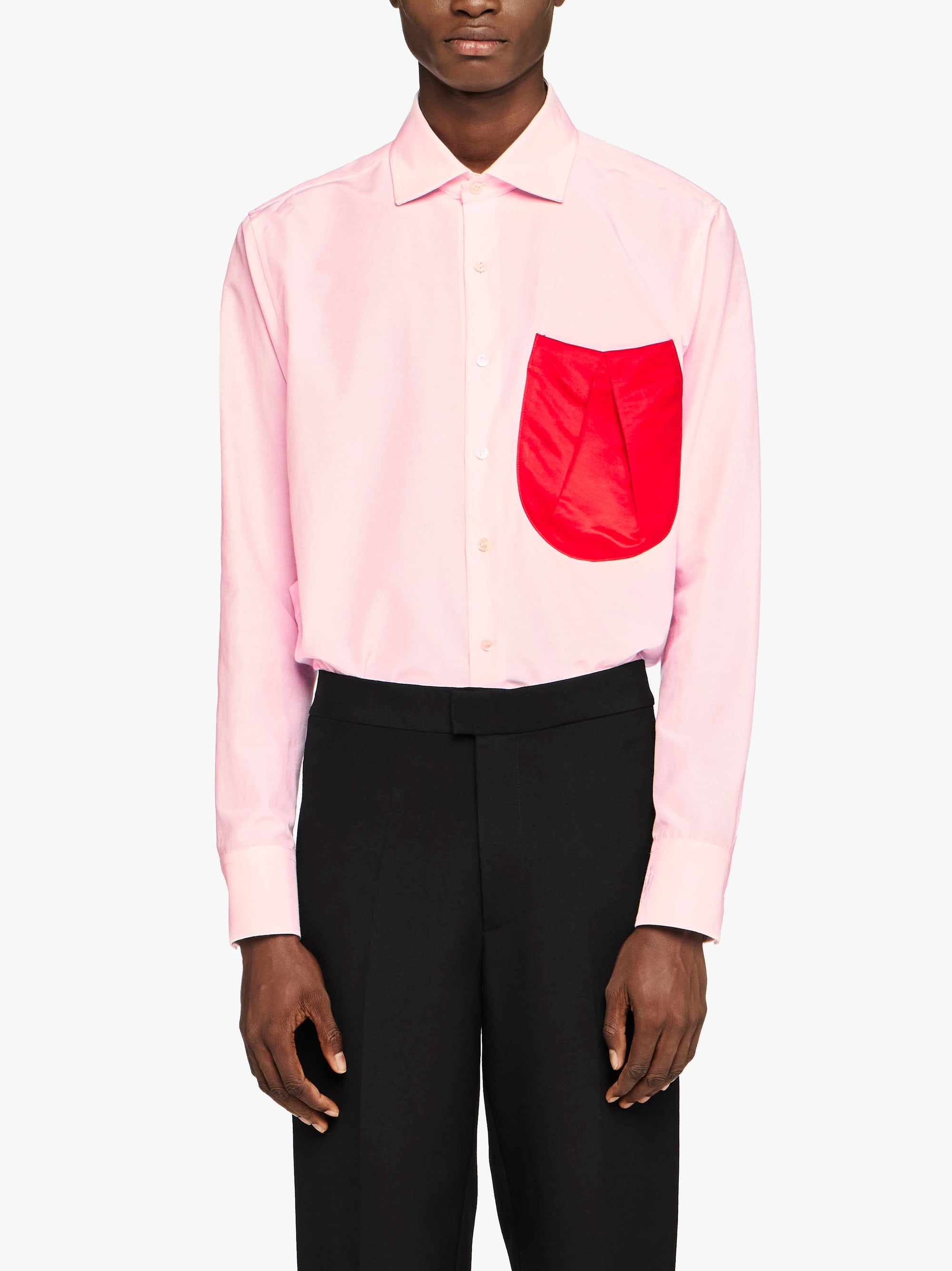 Chemise En Satin Avec Poches Ballon - Pale Pink
