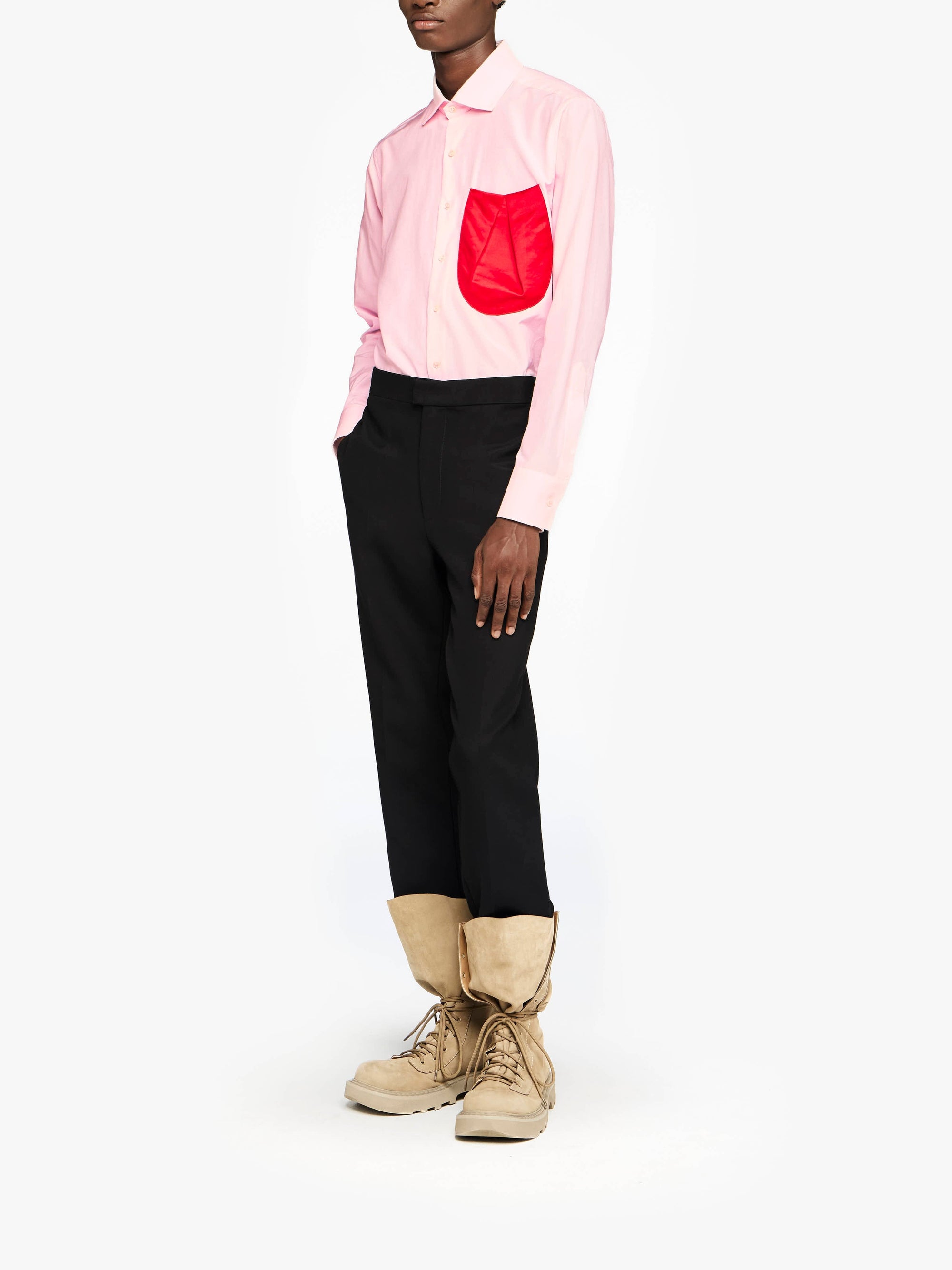 Chemise En Satin Avec Poches Ballon - Pale Pink