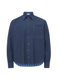 Chemise À Rayures En Patchwork - Navy