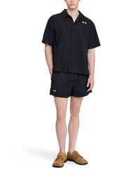Chemise à manches courtes et broderies contrastées - Washed Black